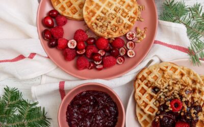 Homemade Waffles with Yacon Syrup Cranberry Compote